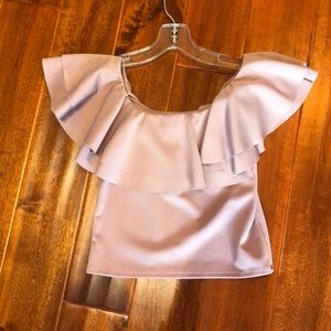 Off the shoulder ruffle top muave color